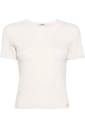 CHANEL T-shirt nervuré à logo CC (2002)