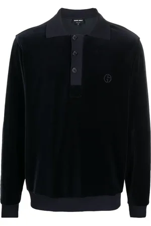 Giorgio Armani Polo en velours à logo brodé