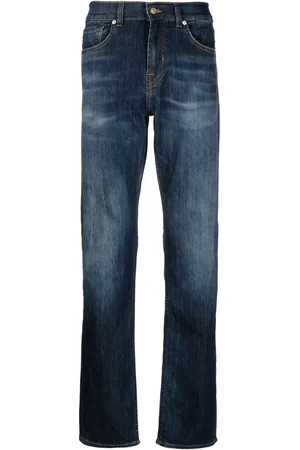 7 for all Mankind Jean droit à effet délavé