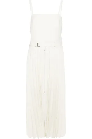 SACAI Robe longue plissée à fines rayures