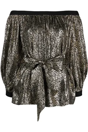 Saint Laurent Blouse métallisée à taille nouée (années 1980)