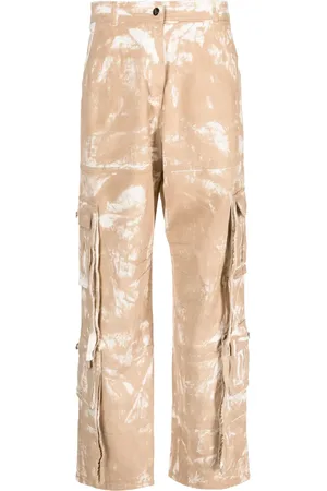 ANDREADAMO Pantalon cargo à imprimé délavé