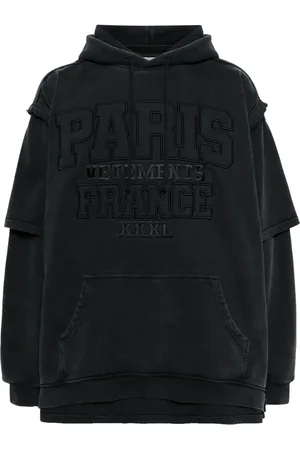 Vetements Paris logo-embroidered hoodie