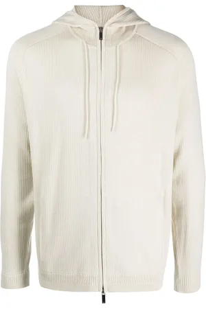 Emporio Armani Hoodie nervuré à fermeture zippée