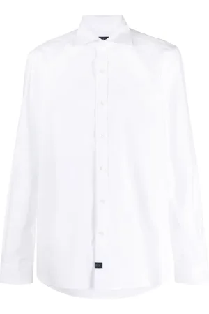 FAY Chemise en coton à col italien
