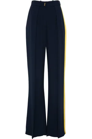 Elisabetta Franchi Pantalon en crêpe satiné à détails rayés