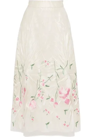 Elie saab Jupe en tulle à fleurs brodées