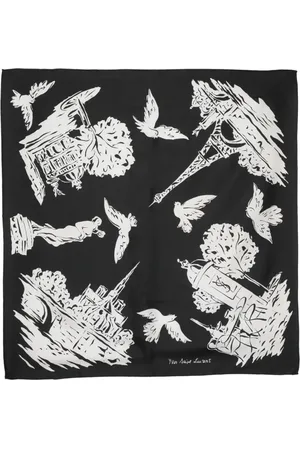 Saint Laurent Foulard en soie à imprimé graphique (années 1990)
