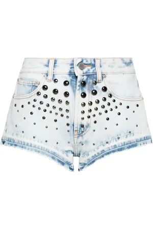 Alessandra Rich Short en jean à détails de clous