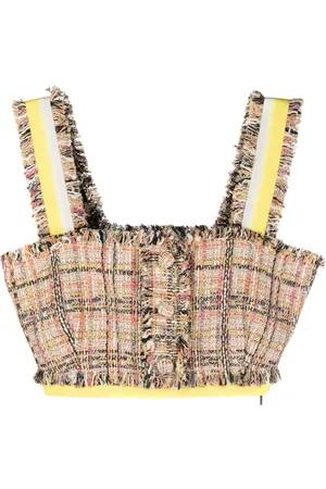 Msgm Haut en tweed à coupe crop