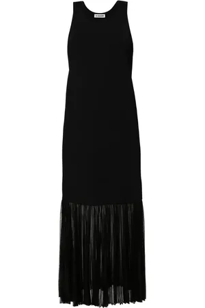 Jil Sander Robe longue en maille à détails plissés