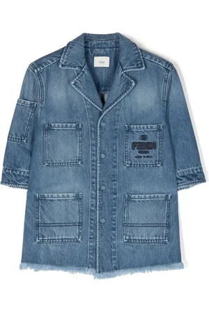 Fendi Manteau en jean à logo brodé