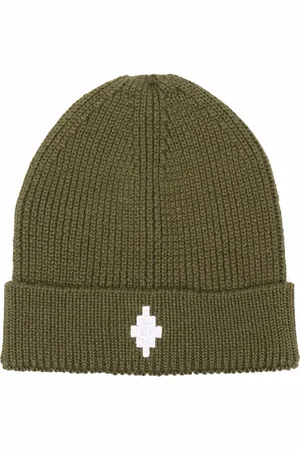 MARCELO BURLON Bonnet en maille nervurée à logo brodé
