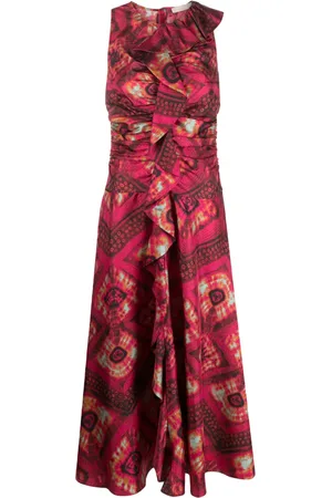 ULLA JOHNSON Robe mi-longue Othella à imprimé graphique