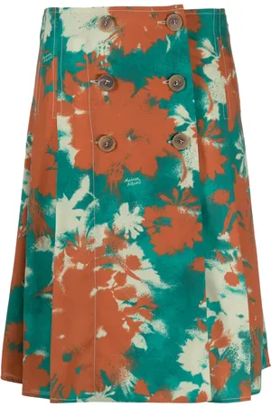Maison Kitsuné Jupe portefeuille plissée à imprimé Bouquet