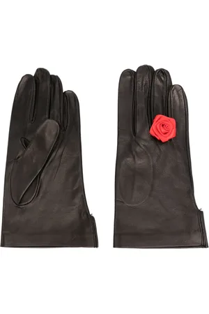 Canaku Gants en cuir à appliques fleurs