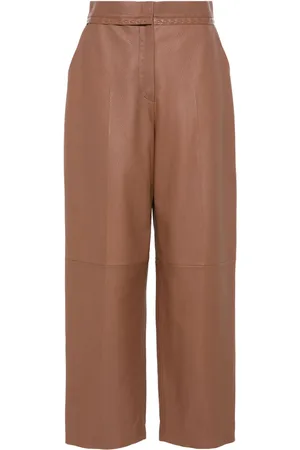 Fendi Pantalon en cuir à coupe droite