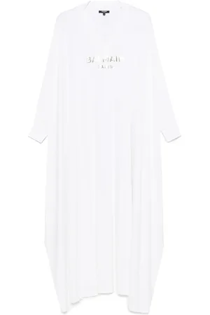 Balmain Robe longue à logo imprimé