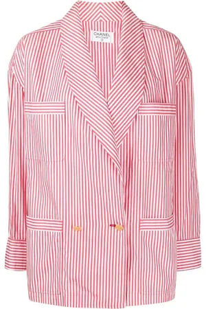 CHANEL Blazer rayé à boutonnière croisée (années 1990-2000)