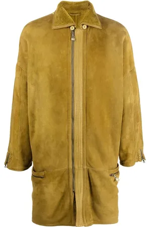 VERSACE Manteau en peau lainée à fermeture zippée (années 1980)