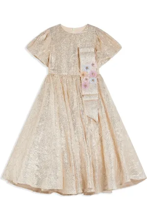 Eirene Robe métallisée à appliqué floral