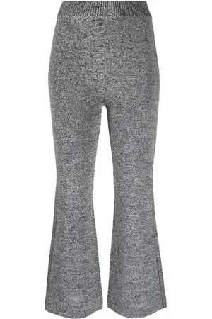 Ganni Pantalon chinée à coupe évasée