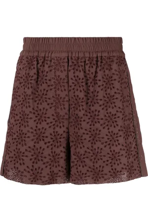 Brunello Cucinelli Short en coton à fleurs brodées