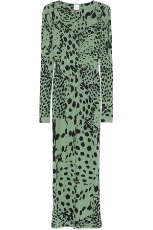Nanushka Robe longue à imprimé léopard