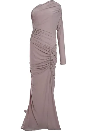 Atlein Robe longue froncée à une épaule