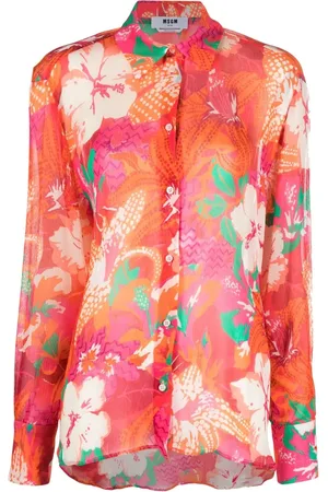 Msgm Chemise en crêpe de chine à fleurs