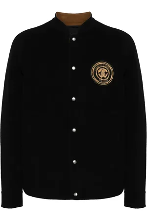 Roberto Cavalli Veste bomber en laine à logo brodé