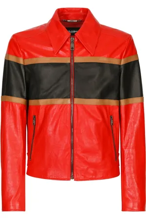 Dolce & Gabbana Veste en cuir à rayures