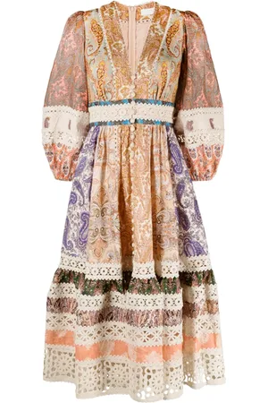 ZIMMERMANN Robe mi-longue à imprimés multiples