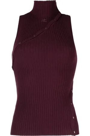 Courrèges Débardeur nervuré à logo brodé