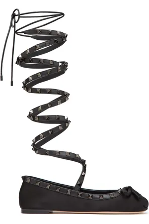 VALENTINO GARAVANI Ballerines en satin à ornements Rockstud