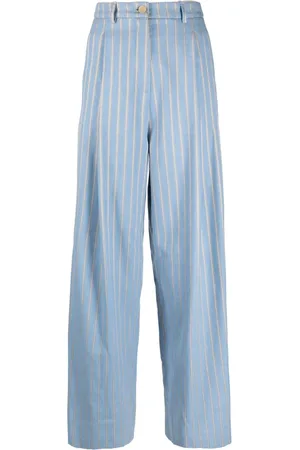 ALYSI Pantalon ample en laine mélangée à rayures