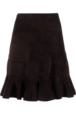 Alaïa Jupe en daim à ourlet volanté (années 2000)