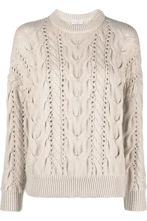 Brunello Cucinelli Pull en maille torsadée à design ouvert