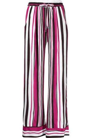 Kiton Pantalon palazzo en soie à rayures