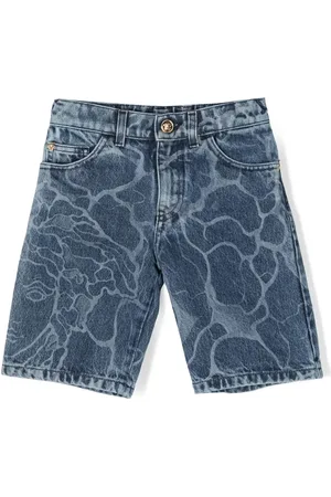 VERSACE Short en jean à imprimé abstrait
