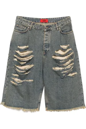 424 FAIRFAX Short en jean à effet usé