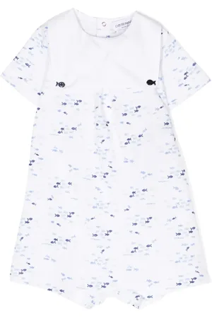 Emporio Armani Barboteuse en coton à imprimé poisson