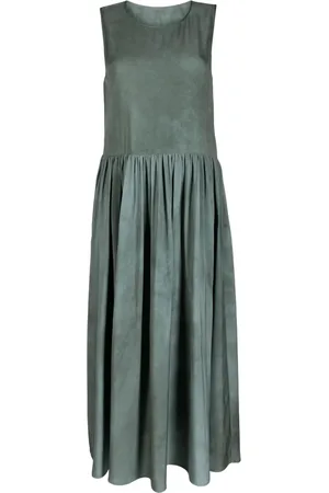 UMA WANG Robe mi-longue en soie à effet usé