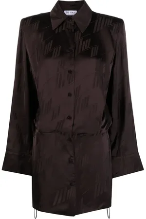 The Attico Robe-chemise en satin à logo imprimé