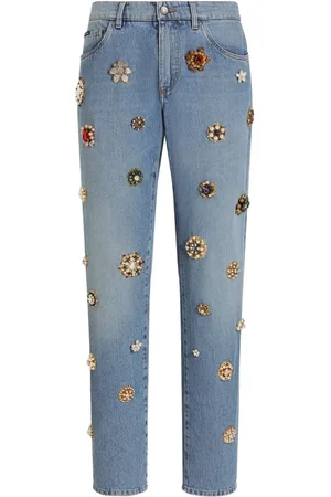 Dolce & Gabbana Jean droit à ornements en cristal