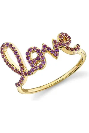 Sydney Evan Bague Love Script en 14ct pavée de diamants