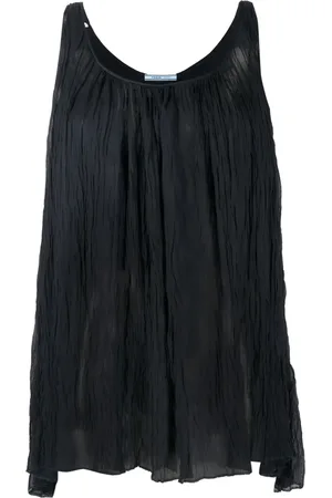 Prada Blouse en soie à design sans manches (années 2000)