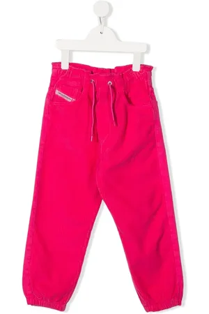 Diesel Pantalon en velours côtelé à taille à lien de resserrage