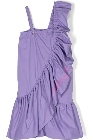 MISS BLUMARINE Robe volantée à logo imprimé