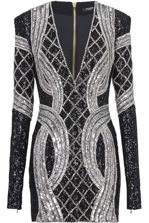 Balmain Robe à broderies en all over